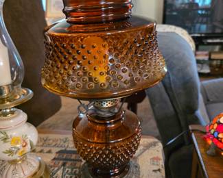 Amber Hobnail Glass "Gone with the Wind" Table Lamp