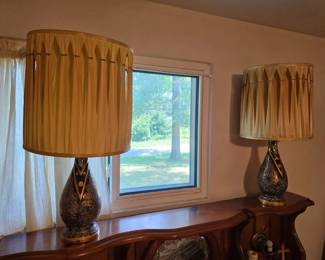 Vintage tuxedo black and gray paint vintage table Lamps art deco