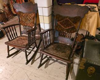 Amazing antique carved rocking chairs!