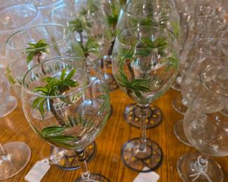 Hand painted palm tree wine glasses.