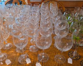 Pier 1 Crackle Angled Clear Wine Glass, two different sizes.