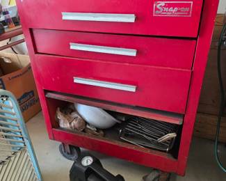 red Snap-on rolling tool cabinet