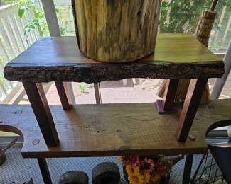 Beautiful rustic wood log bench