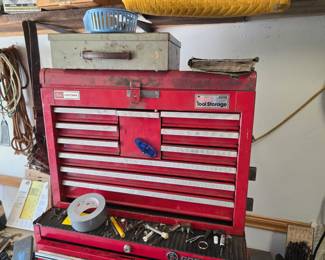 vintage Craftsman 10-drawer red tool storage chest, model 65419