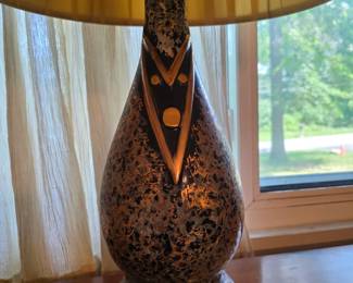 Vintage tuxedo black and gray paint vintage table Lamp art deco