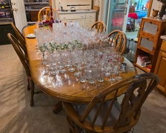 Oak dining table, it has been repaired several times.