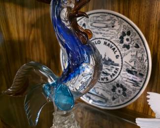 Vintage Murano Latticino Rooster Art Glass Hand Blown