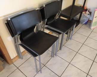 6 stackable leather chairs