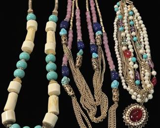 Collection of Vintage Costume Statement Necklaces