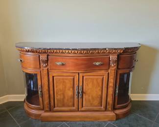 Michael Amini Venetian Collection Walnut Sideboard Buffet with Marble Top