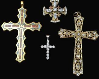 Assorted Vintage Costume Cross Pendants