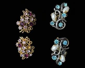Vintage MidCentury Costume Jewelry Earring Pairings  Floral Cluster and Scrollwork Designs