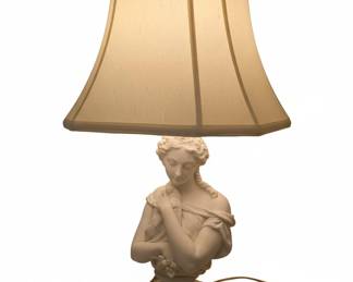 Vintage Biscuit Porcelain Figural Table Lamp