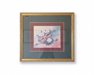 Framed Amazing Grace Violin and Magnolia Print