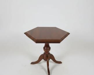 Ethan Allen Georgian Court Cherry Hexagonal Pedestal End Table