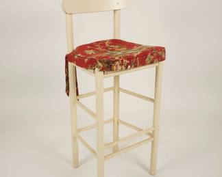 Country Style Painted Bar Stools with Toile Cushions