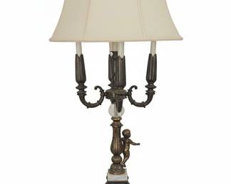 Neoclassical Style Cherub Candelabra Table Lamp