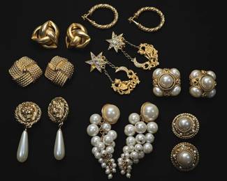 Collection of Pairs Vintage Costume Jewelry Earrings