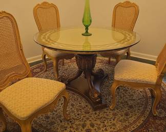 Thomasville French Provincial Dining Set with Cane Back Chairs