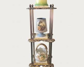 Hollywood Regency Brass and Marble Etagere