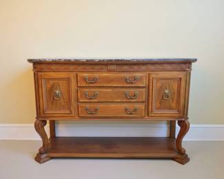 French Neoclassical Style Mahogany Buffet with Marble Top
