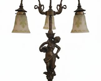 Art Nouveau Style Figural ThreeLight Table Lamp with Female Figure