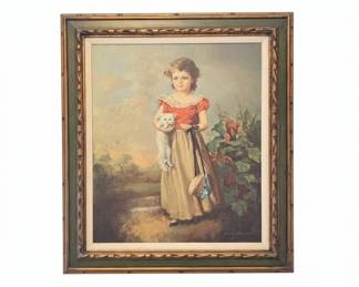 Jane Freeman Print Chums Girl with White Cat
