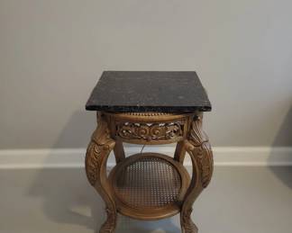 Louis XV Style Giltwood Side Table with Black Marble Top