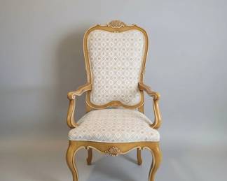 French Provincial Style Armchair with Fleurdelis Upholstery