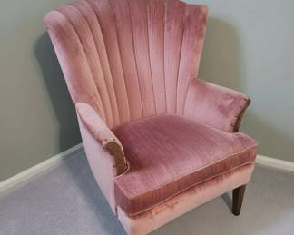Vintage Pink Velvet Wingback Accent Chair