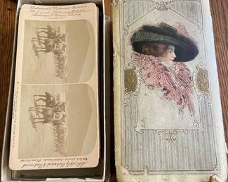 Box of antique stereoview cards.