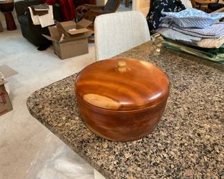 hand-turned wooden lidded bowl