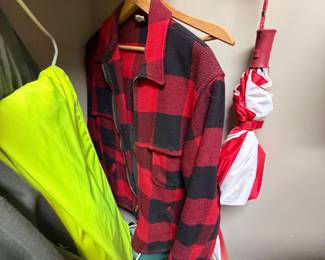 Woolrich jacket features a red and black buffalo plaid pattern