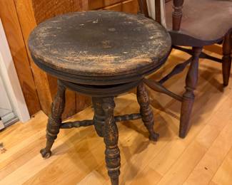 antique wooden piano stool
