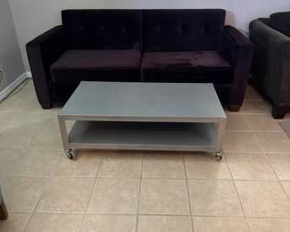Pretty Purple Sofa And Metal Coffee Table