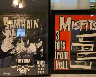 005 Misfits 3 Hits From Hell Framed Poster And Framed Samhain Seasons Of The Dead Tour Poster