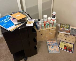 Art Supplies And Sewing Stuff. Includes Storage Cart And Bins