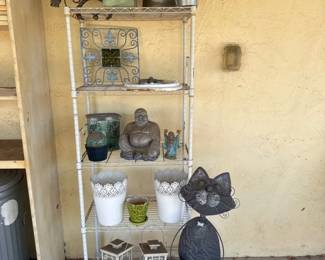 Great Lot Of Outdoor Decor And The Shelf To Hold It All