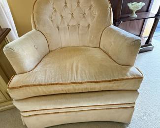 Hollywood Regency Button Tufted Swivel Rocker Chairs