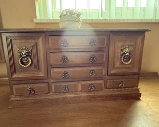 Vintage Midcentury miniature jewelry armoire chest