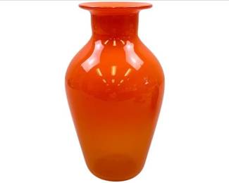 Hand-Blown Murano Art Glass Vase With Flared Rim - Signed - Ground Pontil Mark On Base