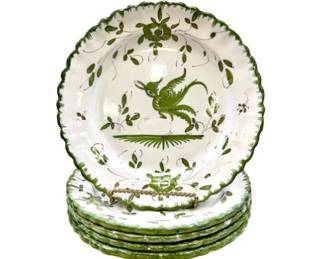 French Faience Luncheon Size Plates 5 Pc.