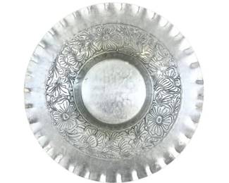 Vintage Everlast Forged Aluminum Floral Metal Serving Bowl