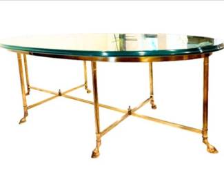 Brass And Glass Topped Table - 51x26x17 Inches