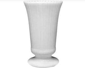 Vintage E.O. Brody M5000 USA Milk Glass Footed Scalloped Ribbed Vase