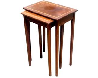 Vintage Mahogany Nesting Tables With Inlaid Tops