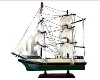 Wooden Tall Ship Boat Model On Attached Stand