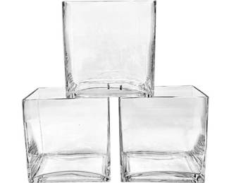 Set Of Three Large Cube Vases For Floral Arrangements Or Candles
