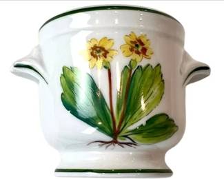 Chamart Limoges France Hand Painted Yellow Sunflower Flower Small Pot Cachepot