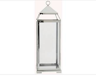 Tall Glass And Chrome Lantern - Nearly 30 inches high